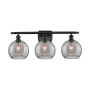Innovations Lighting Athens Deco Swirl 3 Light 28" Wide Vanity Light Matte Black / Light Smoke Deco Swirl