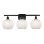 Innovations Lighting White Mouchette 3 Light 28" Wide Vanity Light Matte Black / White Mouchette