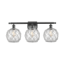 Innovations Lighting Farmhouse Rope 3 Light 26" Wide Bathroom Vanity Light Matte Black / Clear / White