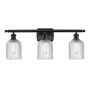 Innovations Lighting Bridal Veil 3 Light 25" Wide Vanity Light Matte Black / Clear