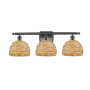 Innovations Lighting Woven Rattan 3 Light 28" Wide Vanity Light Oil Rubbed Bronze / Natural