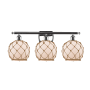Innovations Lighting Farmhouse Rope 3 Light 26" Wide Bathroom Vanity Light Polished Chrome / White / Black