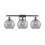Innovations Lighting Athens Deco Swirl 3 Light 28" Wide Vanity Light Polished Chrome / Light Smoke Deco Swirl