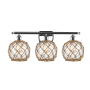 Innovations Lighting Farmhouse Rope 3 Light 26" Wide Bathroom Vanity Light Polished Chrome / Clear / Black