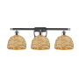Innovations Lighting Woven Rattan 3 Light 28" Wide Vanity Light Polished Chrome / Natural