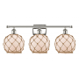 Innovations Lighting Farmhouse Rope 3 Light 26" Wide Bathroom Vanity Light Polished Nickel / White / Brown