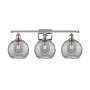 Innovations Lighting Athens Deco Swirl 3 Light 28" Wide Vanity Light Polished Nickel / Light Smoke Deco Swirl