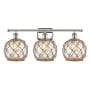 Innovations Lighting Farmhouse Rope 3 Light 26" Wide Bathroom Vanity Light Polished Nickel / Clear / Brown