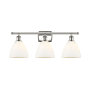 Innovations Lighting Bristol Glass 3 Light 28" Wide Vanity Light Polished Nickel / Matte White