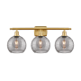 Innovations Lighting Athens Deco Swirl 3 Light 28" Wide Vanity Light Satin Gold / Light Smoke Deco Swirl