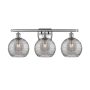 Innovations Lighting Athens Deco Swirl 3 Light 28" Wide Vanity Light Brushed Satin Nickel / Light Smoke Deco Swirl