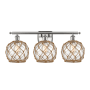 Innovations Lighting Farmhouse Rope 3 Light 26" Wide Bathroom Vanity Light Brushed Satin Nickel / Clear / Black