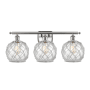 Innovations Lighting Farmhouse Rope 3 Light 26" Wide Bathroom Vanity Light Brushed Satin Nickel / Clear / White