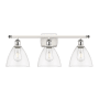 Innovations Lighting Bristol 3 Light 28" Wide Vanity Light White and Polished Chrome / Clear