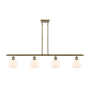 Innovations Lighting Athens 4 Light 48" Wide Linear Pendant with Shade Antique Brass / Matte White