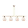 Innovations Lighting Athens 4 Light 48" Wide Linear Pendant Antique Brass / Matte White