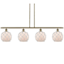 Innovations Lighting Farmhouse Rope 4 Light 48" Wide Linear Pendant Antique Brass / White Glass with White Rope