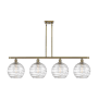 Innovations Lighting Athens 4 Light 48" Wide Linear Pendant Antique Brass / Clear Deco Swirl