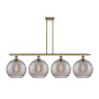 Innovations Lighting Athens Deco Swirl 4 Light 50" Wide Linear Chandelier Antique Brass