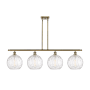 Innovations Lighting Athens 4 Light 48" Wide Linear Pendant Antique Brass / Clear Water Glass