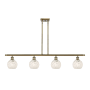 Innovations Lighting White Mouchette 4 Light 48" Wide Pendant Antique Brass / White Mouchette
