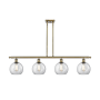 Innovations Lighting Athens 4 Light 48" Wide Linear Pendant with Shade Antique Brass / Clear