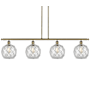 Innovations Lighting Farmhouse Rope 4 Light 48" Wide Linear Pendant Antique Brass / Clear Glass with White Rope