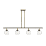 Innovations Lighting Athens 4 Light 48" Wide Linear Pendant with Shade Antique Brass / Seedy