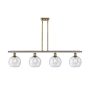 Innovations Lighting Athens 4 Light 48" Wide Linear Pendant Antique Brass / Seedy