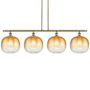 Innovations Lighting Brookhaven Sphere 4 Light 49" Wide Linear Pendant Antique Brass / Amber