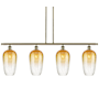 Innovations Lighting Brookhaven Flute 4 Light 48" Wide Linear Pendant Antique Brass / Amber