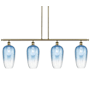 Innovations Lighting Brookhaven Flute 4 Light 48" Wide Linear Pendant Antique Brass / Sapphire Blue