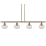 Innovations Lighting Ithaca 4 Light 48" Wide Linear Pendant with Shades Antique Brass / Clear Ithaca