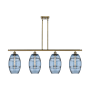 Innovations Lighting Vaz 4 Light 48" Wide Linear Pendant Antique Brass / Blue