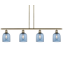 Innovations Lighting Bella 4 Light 48" Wide Linear Pendant Antique Brass / Princess Blue