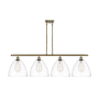 Innovations Lighting Bristol 4 Light 50" Wide Linear Pendant Antique Brass / Clear
