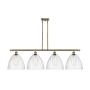 Innovations Lighting Bristol Glass 4 Light 51" Wide Linear Pendant Antique Brass / Seedy