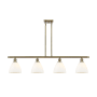 Innovations Lighting Bristol Glass 4 Light 48" Wide Linear Pendant with Shades Antique Brass / Matte White