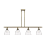 Innovations Lighting Bristol Glass 4 Light 48" Wide Linear Pendant with Shades Antique Brass / Seedy
