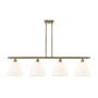 Innovations Lighting Bristol Glass 4 Light 48" Wide Linear Pendant Antique Brass / Matte White