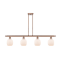 Innovations Lighting Belfast 4 Light 48" Wide Linear Chandelier Antique Copper / Matte White