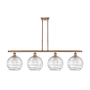 Innovations Lighting Athens 4 Light 48" Wide Linear Pendant Antique Copper / Clear Deco Swirl