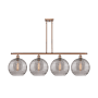 Innovations Lighting Athens Deco Swirl 4 Light 50" Wide Linear Chandelier Antique Copper