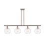 Innovations Lighting Athens 4 Light 48" Wide Linear Pendant with Shade Antique Copper / Clear Water Glass
