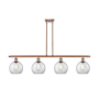 Innovations Lighting Athens 4 Light 48" Wide Linear Pendant with Shade Antique Copper / Clear