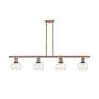 Innovations Lighting Athens 4 Light 48" Wide Linear Pendant with Shade Antique Copper / Seedy