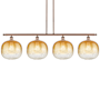 Innovations Lighting Brookhaven Sphere 4 Light 49" Wide Linear Pendant Antique Copper / Amber