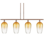 Innovations Lighting Brookhaven Flute 4 Light 48" Wide Linear Pendant Antique Copper / Amber