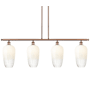 Innovations Lighting Brookhaven Flute 4 Light 48" Wide Linear Pendant Antique Copper / Opal