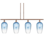 Innovations Lighting Brookhaven Flute 4 Light 48" Wide Linear Pendant Antique Copper / Sapphire Blue